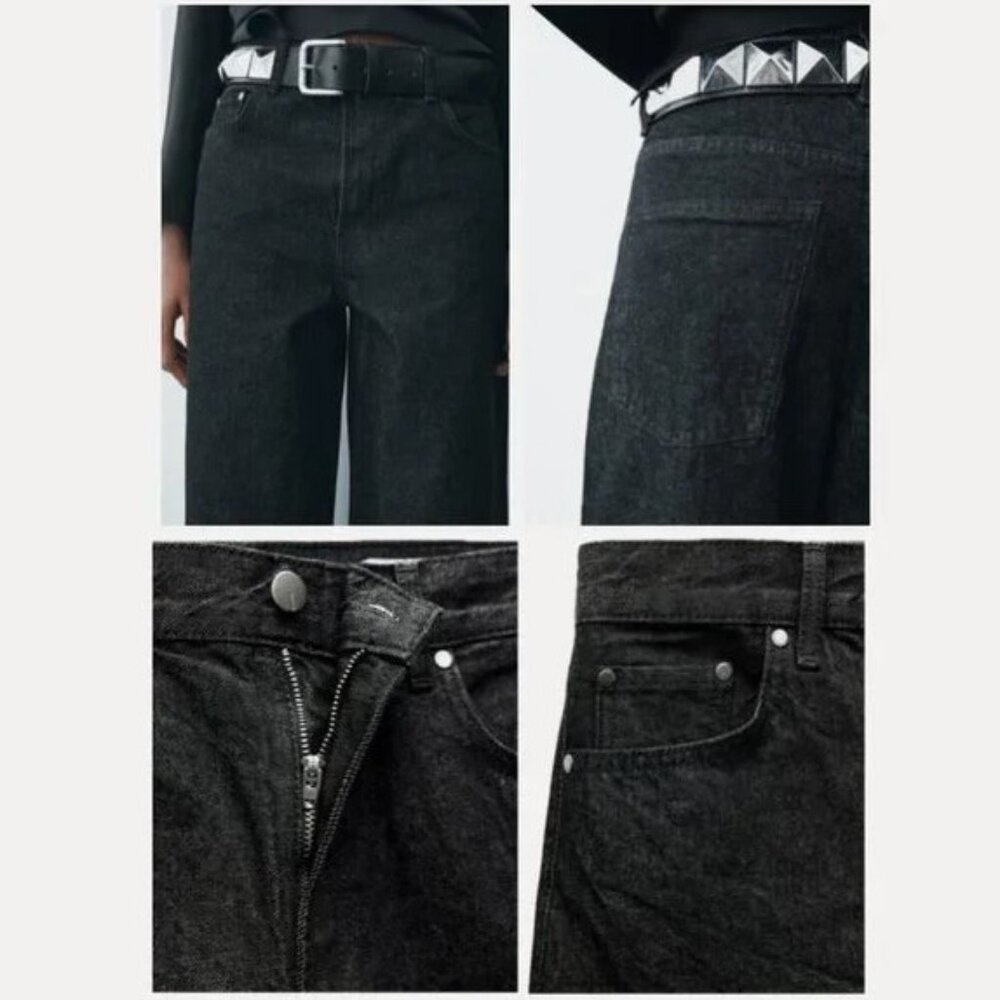 NEW ZARA Mid-Waist Loose-Fit Baggy Wide leg Jean 8 - Picture 6 of 15